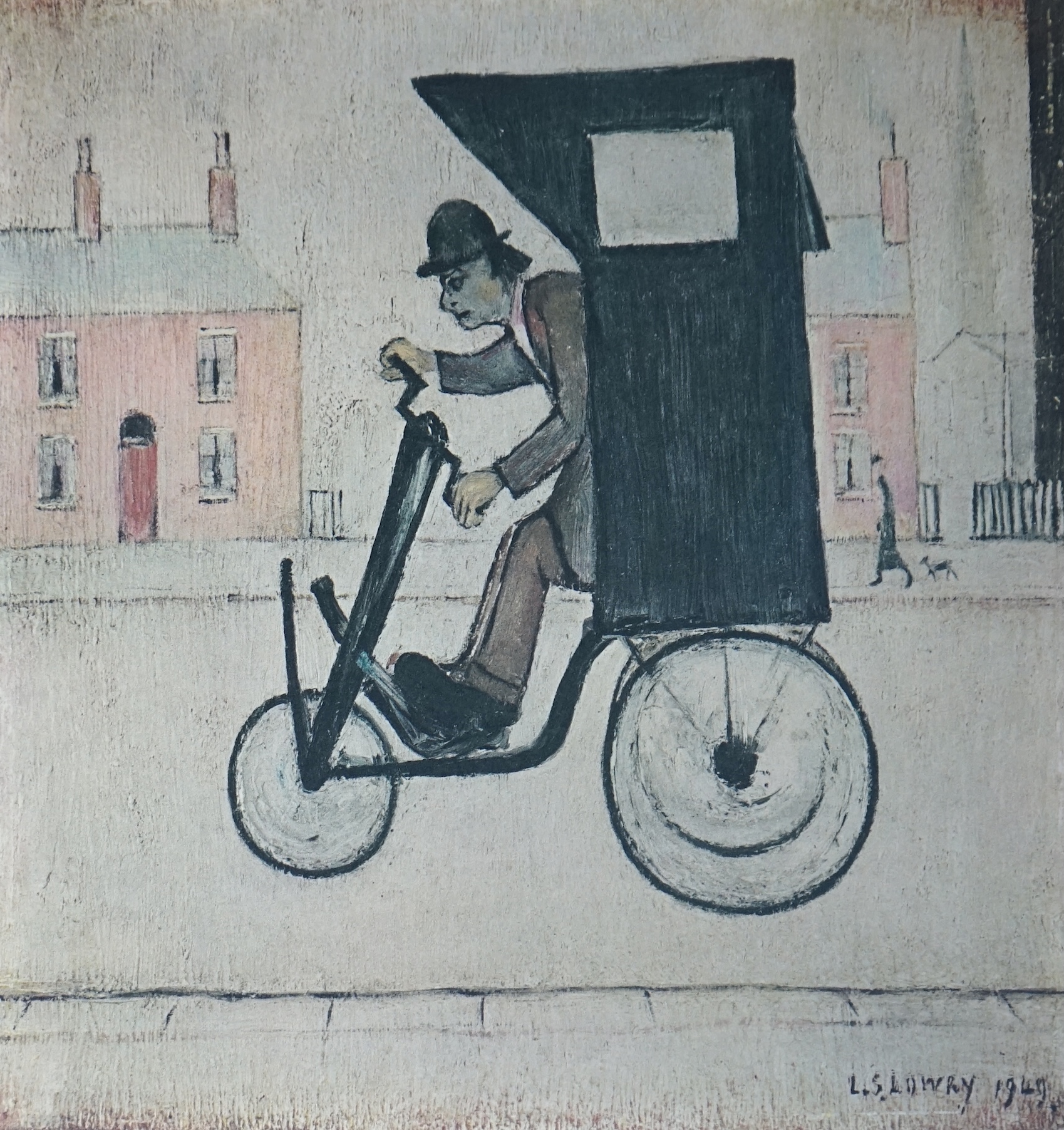 Laurence Stephen Lowry RA, RBA (1887-1976), The Contraption, 1949, offset lithograph, 31.5 x 30cm, with a similar framed print of a preparatory sketch, 24 x 16cm